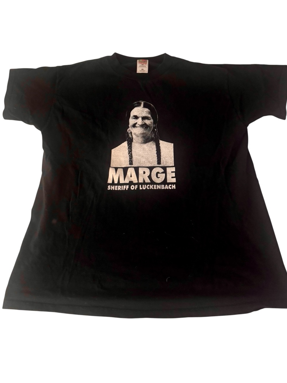 VTG Sheriff Marge Luckenbach Texas T-Shirt Black Y2K Rare Graphic Tee